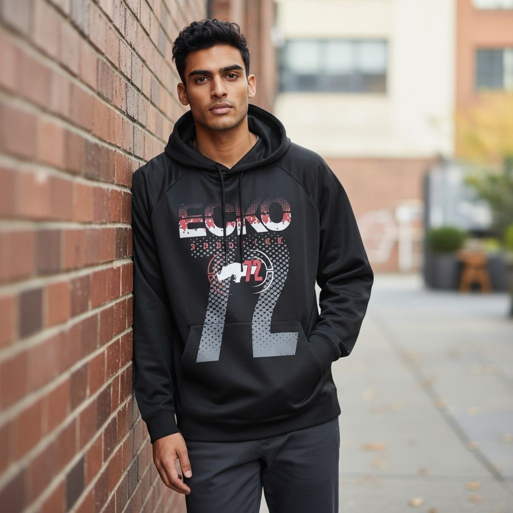 Ecko Unltd Mens Black Graphic Pullover Hoodie Extra Large